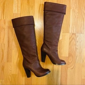 Colin Stuart Knee High Leather Boots - Brown 7.5